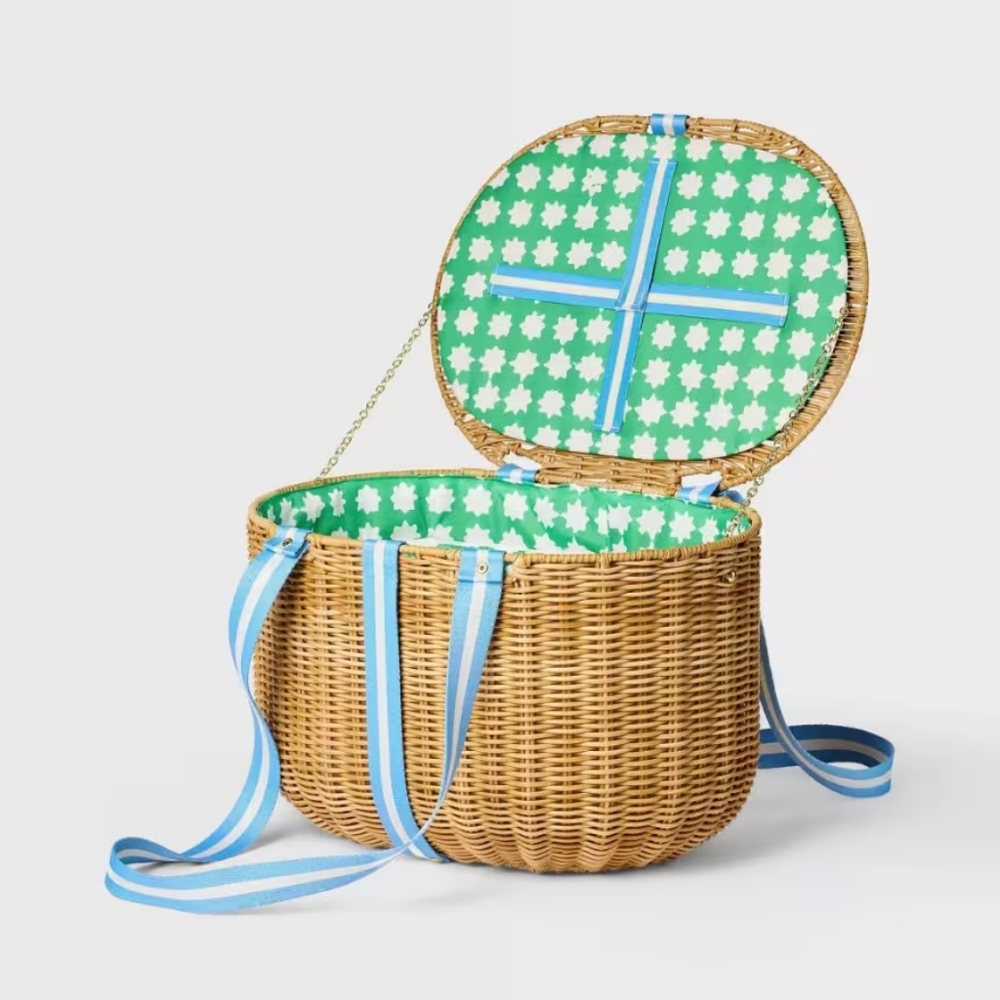 Roller Rabbit x Target Woven Picnic Basket NWT